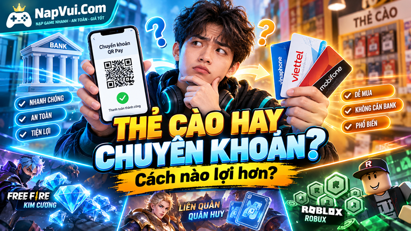 Nạp Game Bằng Thẻ Cào Hay Chuyển Khoản Ngân Hàng Lợi Hơn?