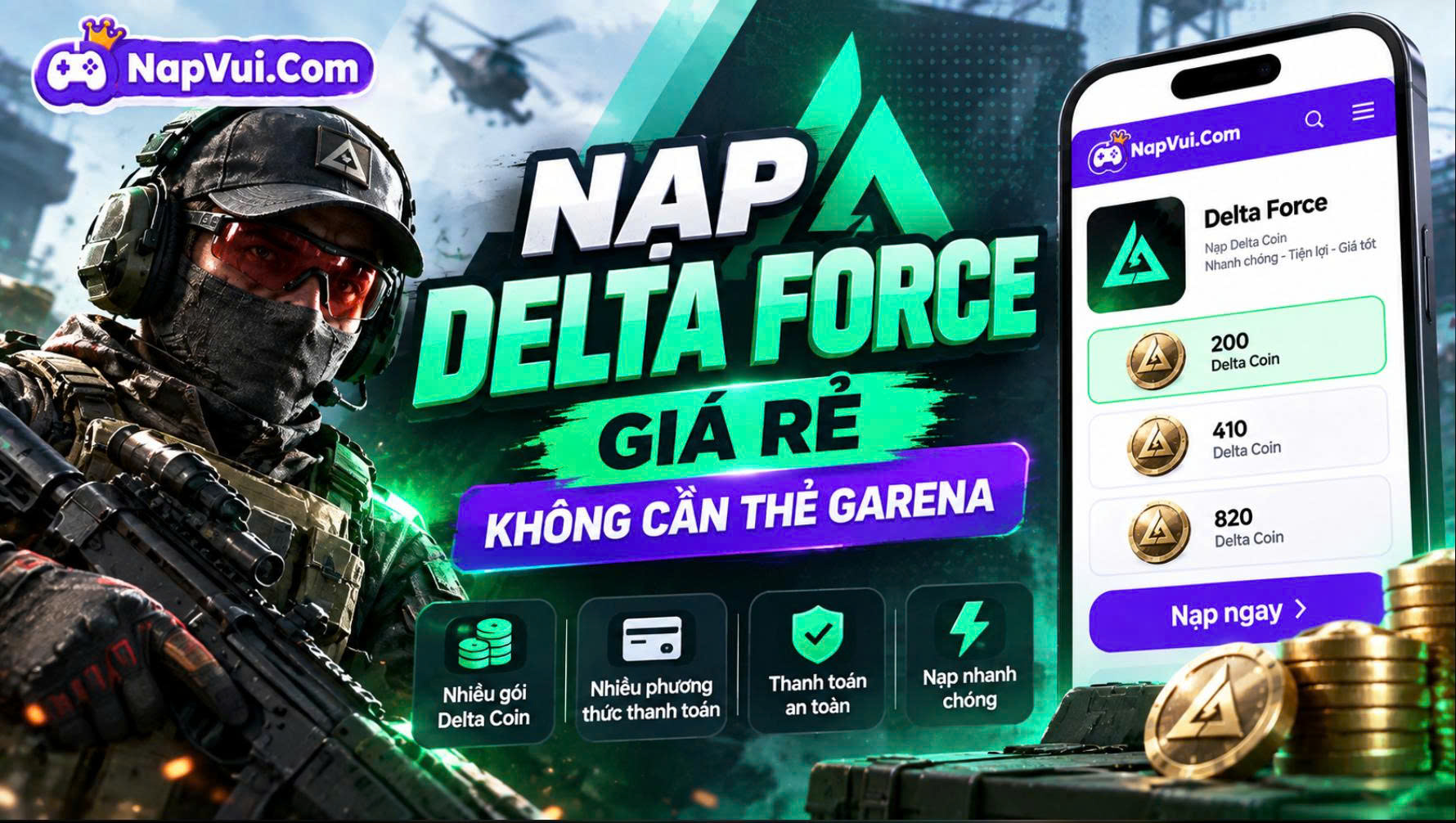 Nạp Delta Force Giá Rẻ, Không Cần Thẻ Garena – Hướng Dẫn Tại NapVui